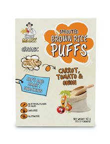 Organic Sprouted Brown Rice Puffs Carrot, Tomato & Onion Flavor