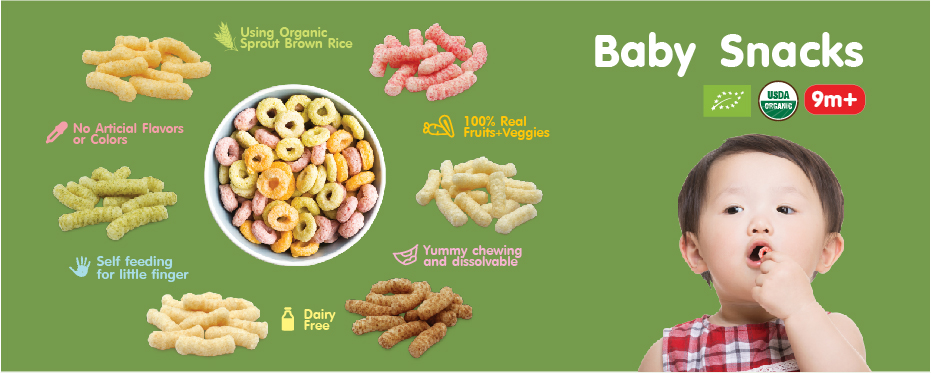 organic baby foods,baby snacks,ข้าวกล้องงอกพองอบกรอบ,พัฟข้าว